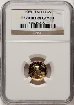 1988-P Gold American Eagle 4-Coin Set Brown Label NGC PF70