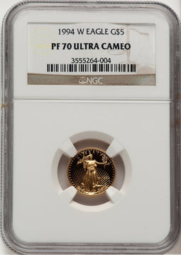1994-W Gold American Eagle 4-Coin Set Brown Label NGC PF70