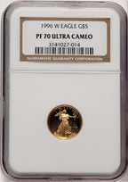 1996-W Gold American Eagle 4-Coin Set Brown Label NGC PF70