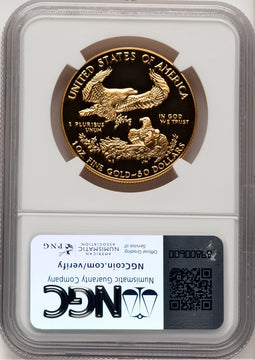 1988-W $50 One-Ounce Gold Eagle Brown Label NGC PF70 (521154017)
