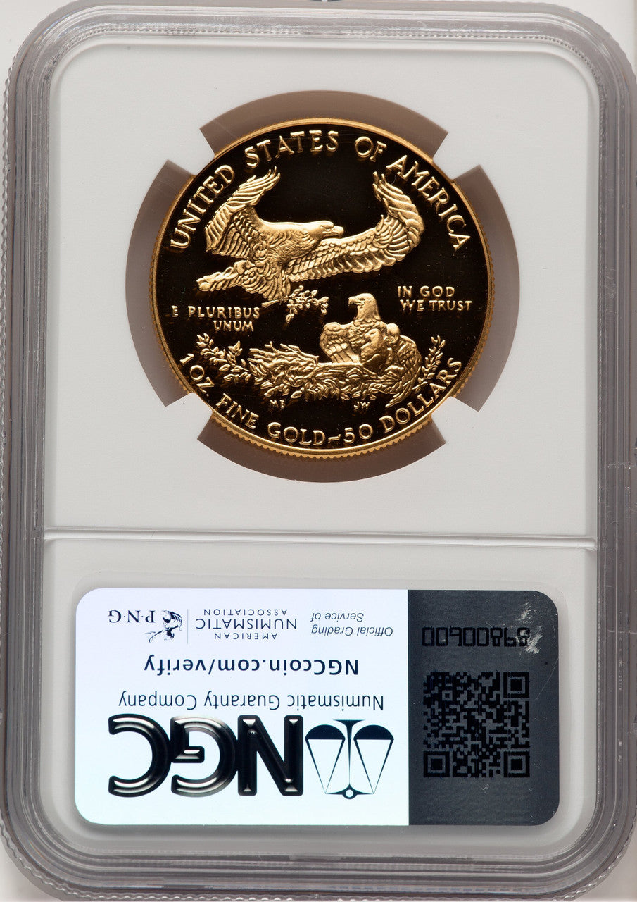 1988-W $50 One-Ounce Gold Eagle Brown Label NGC PF70 (521154017)
