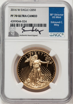 2016-W $50 One-Ounce Gold Eagle 30th Anniversary NGC PF70 Ed Moy