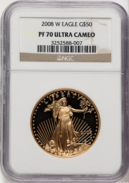 2008-W $50 One-Ounce Gold Eagle Brown Label NGC PF70 (521154012)