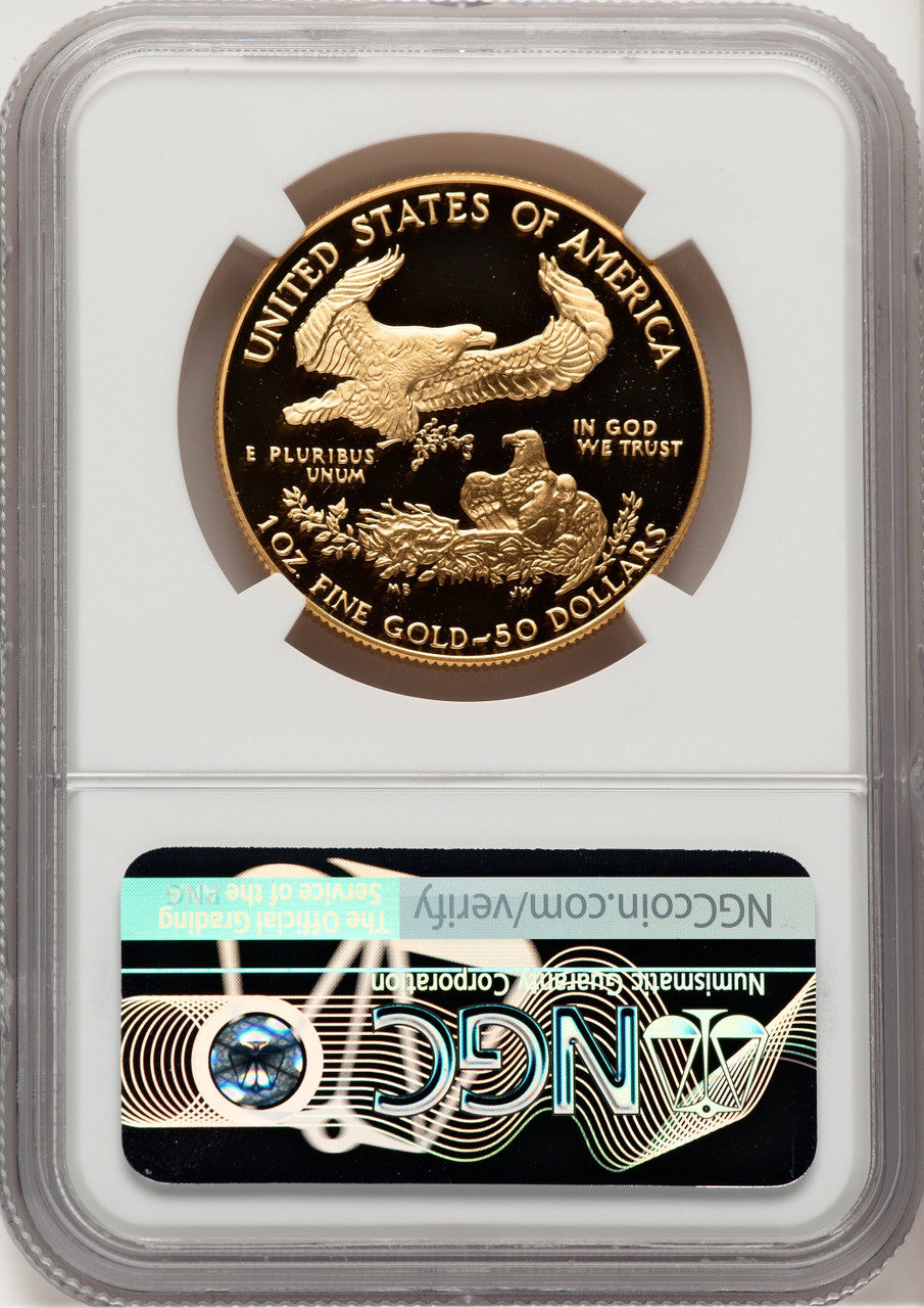 1988-W $50 One-Ounce Gold Eagle Brown Label NGC PF70 (521154013)