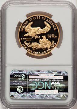 2011-W $50 One-Ounce Gold Eagle 25th Anniversary First Strike ER Blue NGC PF70 (521154004)