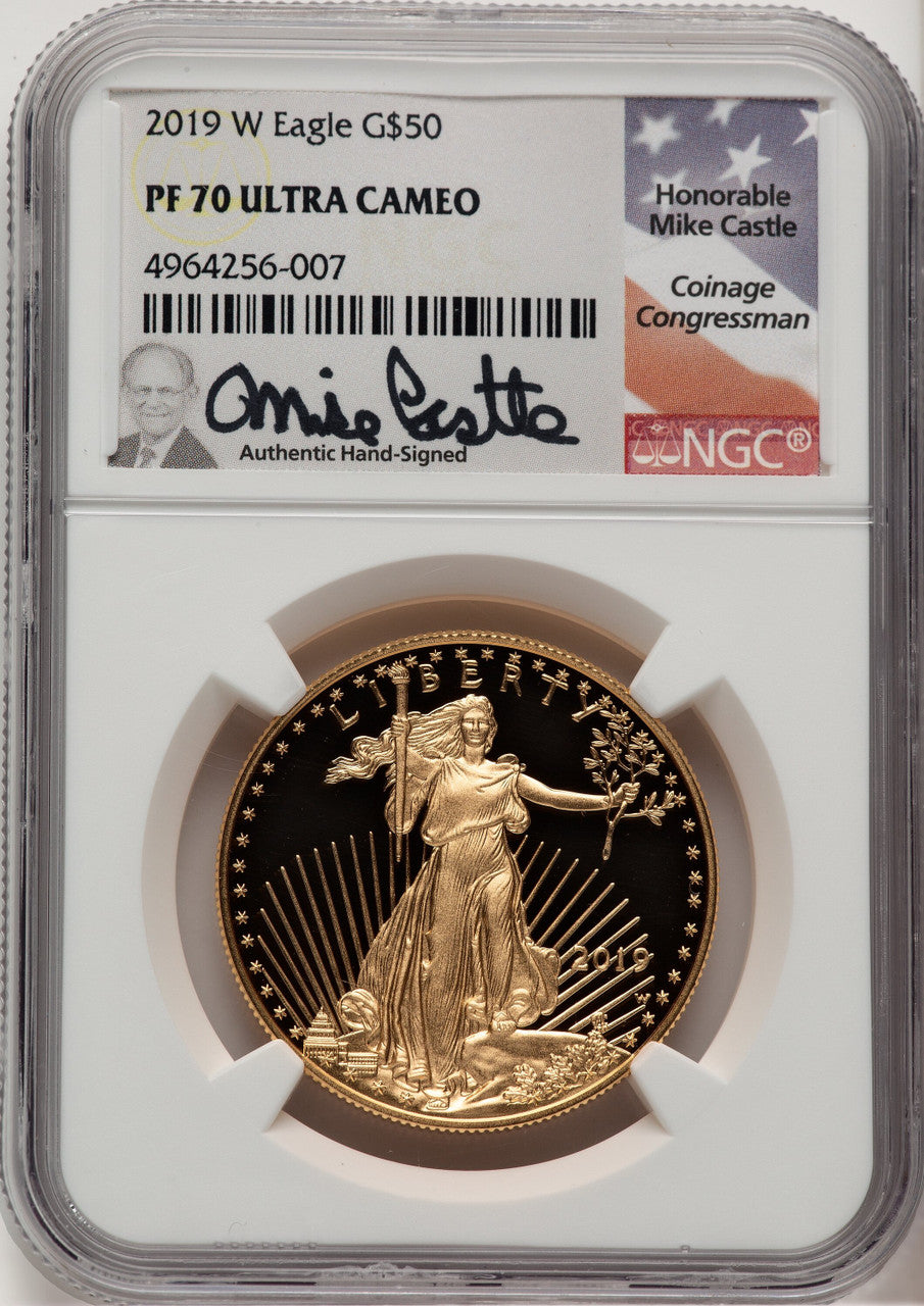 2019-W $50 One-Ounce Gold Eagle Mike Castle NGC PF70 (521152011)