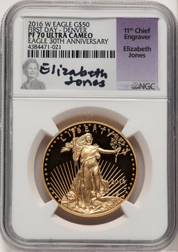 2016-W $50 One-Ounce Gold Eagle 30th Anniversary FDI Non Designation NGC PF70