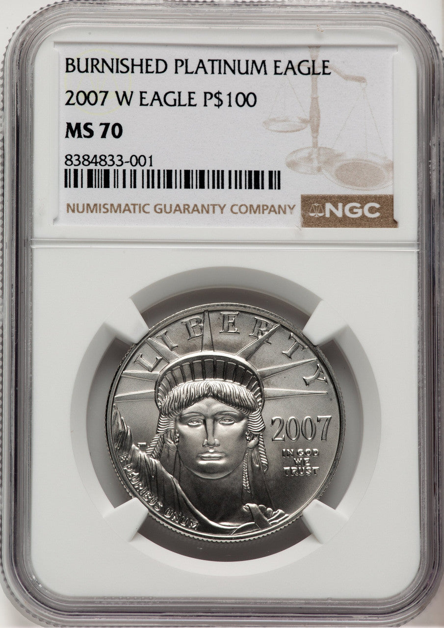 2007-W $100 One-Ounce Platinum Eagle Burnished Brown Label NGC MS70