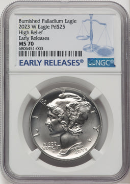 2023-W Palladium Eagle 1 oz Burnished ER Blue NGC MS70