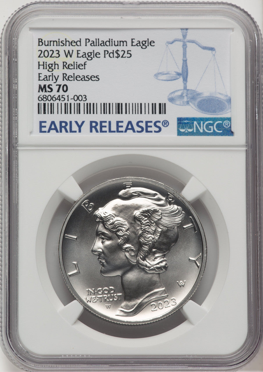 2023-W Palladium Eagle 1 oz Burnished ER Blue NGC MS70