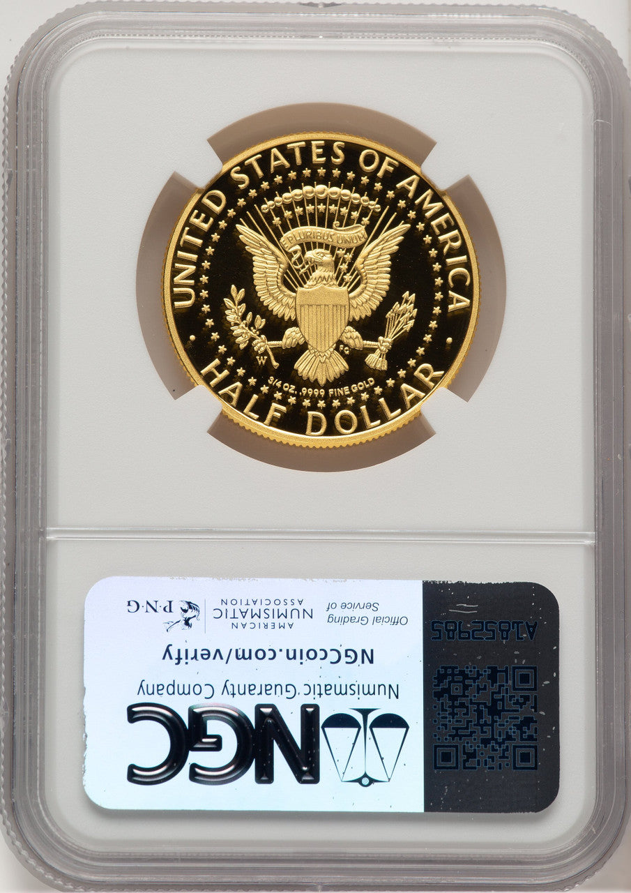2014-W 50C Kennedy Gold 50th Anniversary Brown Label Proof Kennedy Half Dollar NGC PR70 (777481001)
