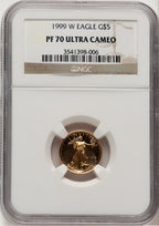 1999-W Gold American Eagle 4-Coin Set Brown Label NGC PF70