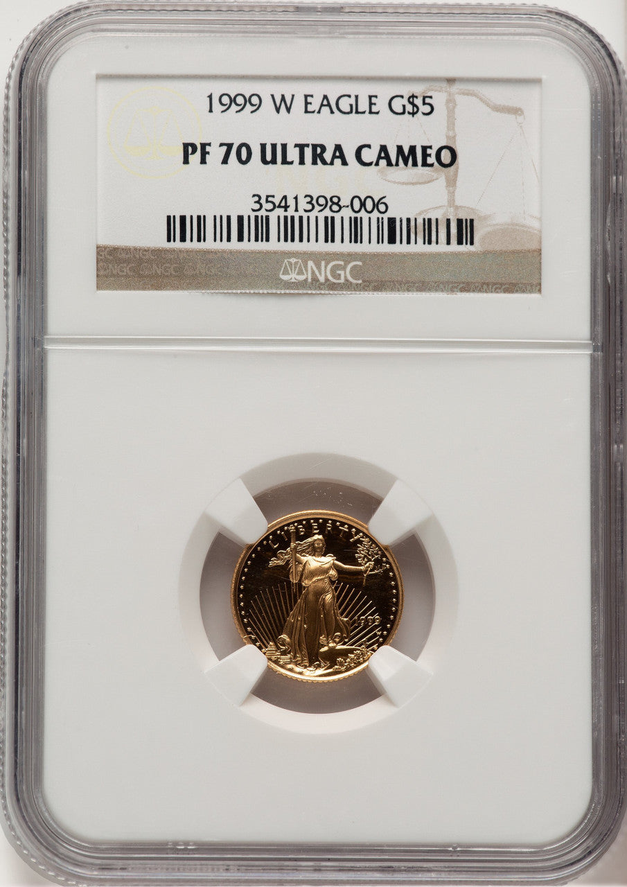 1999-W Gold American Eagle 4-Coin Set Brown Label NGC PF70