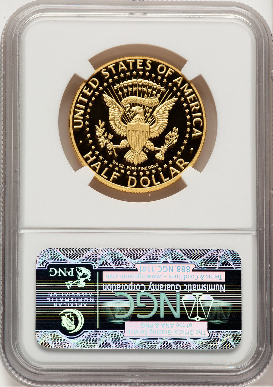 2014-W 50C Kennedy Gold 50th Anniversary 1st Day of Issue Proof Kennedy Half Dollar NGC PR70 (777388001)