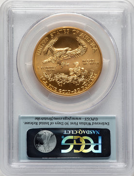 2015-W $50 One-Ounce Gold Eagle Burnished First Strike FS Flag PCGS SP70 (777444030)