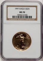 1997 $25 Half-Ounce Gold Eagle Brown Label NGC MS70