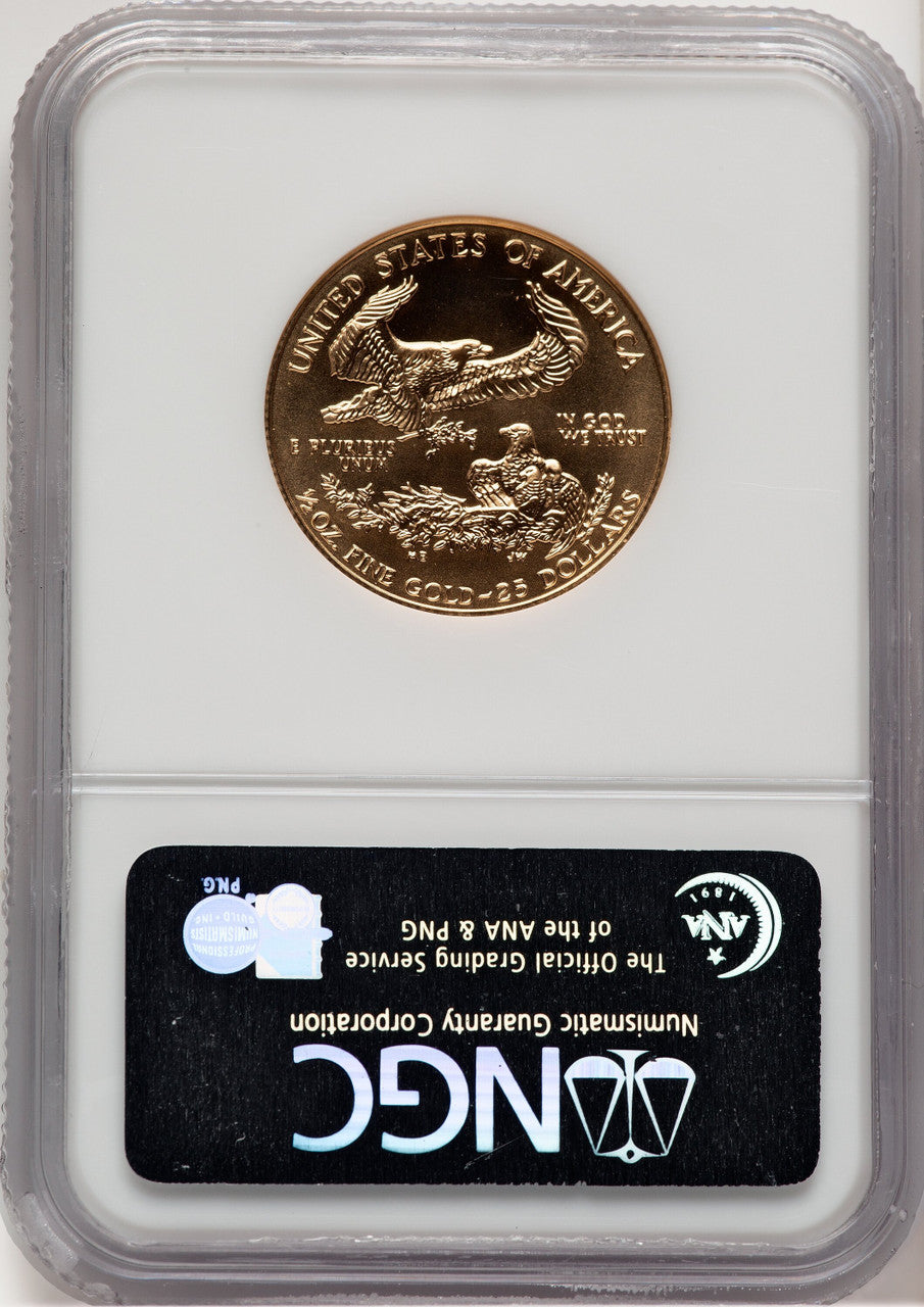 1997 $25 Half-Ounce Gold Eagle Brown Label NGC MS70