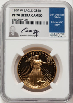 1999-W $50 One-Ounce Gold Eagle NGC PF70 Ed Moy