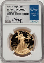 2022-W G$50 One Ounce Gold Eagle FDI NGC PF70 Ed Moy