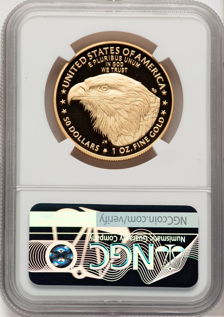 2022-W G$50 One Ounce Gold Eagle FDI NGC PF70 Ed Moy