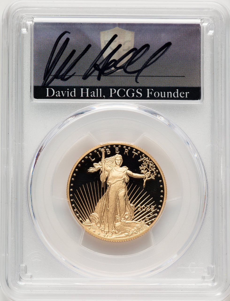 2022-W G$25 Half Ounce Gold Eagle Advanced Release David Hall Signature AR David Hall PCGS PR70