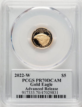 2022-W $5 Tenth Ounce Gold Eagle Advanced Release David Hall Signature AR David Hall PCGS PR70