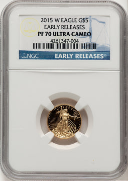 2015-W $5 Tenth-Ounce Gold Eagle ER Blue NGC PF70