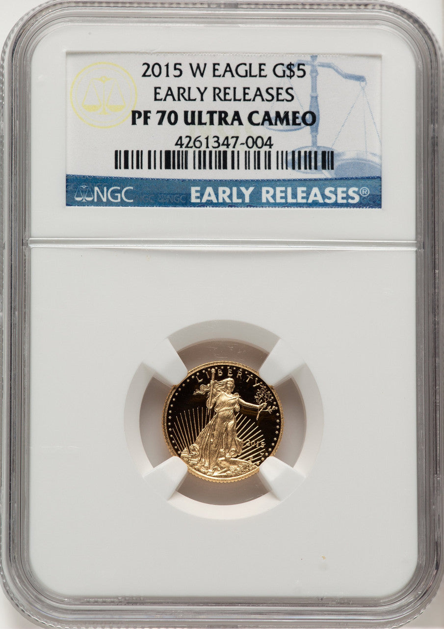 2015-W $5 Tenth-Ounce Gold Eagle ER Blue NGC PF70