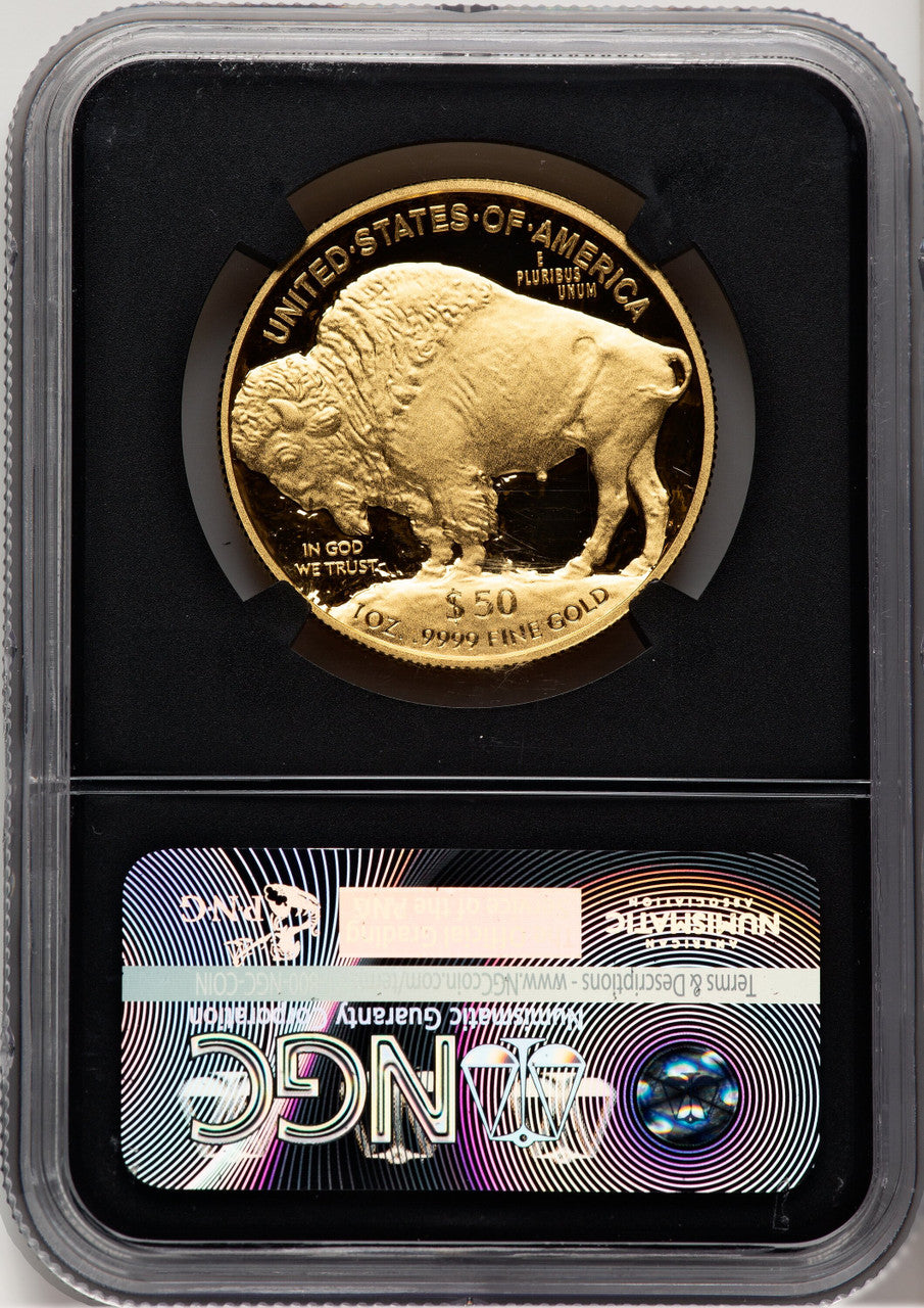 2017-W G$50 Buffalo First Strike ER Bison Label NGC PF70