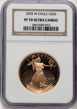 2005-W $50 One-Ounce Gold Eagle Brown Label NGC PF70 (521134022)