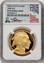2008-W $50 One-Ounce Gold Buffalo .9999 Fine Gold Thomas Uram NGC PF70
