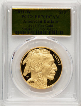 2011-W $50 One-Ounce Gold Buffalo Gold Foil PCGS PR70