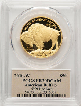2010-W $50 One-Ounce Gold Buffalo .9999 Fine Gold Thomas Cleveland Art Deco Thomas Cleveland PCGS PR70