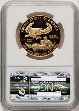 1986-W $50 One-Ounce Gold Eagle Brown Label NGC PF70 (777749011)