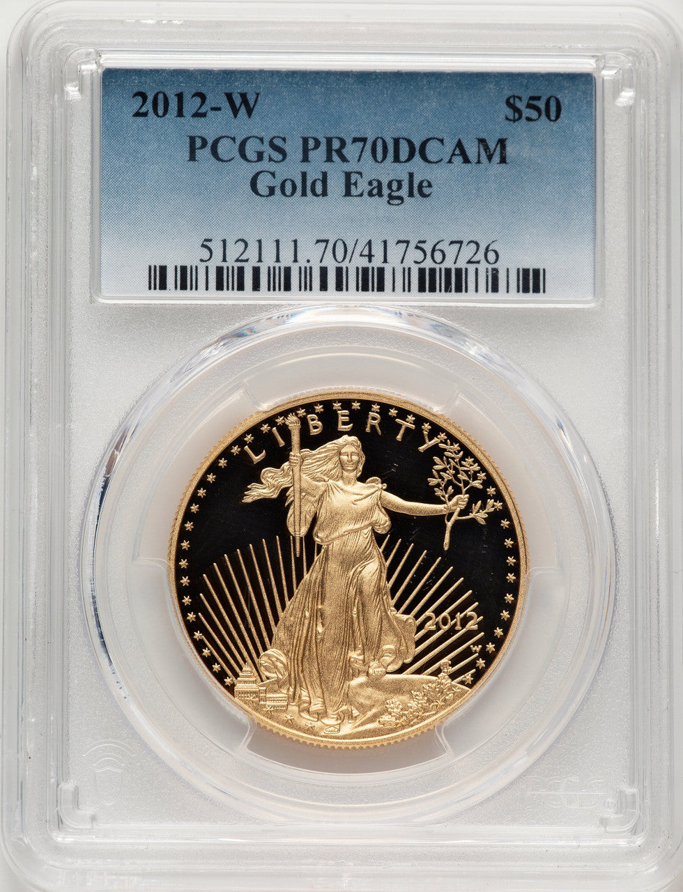 2012-W $50 One-Ounce Gold Eagle Blue Gradient PCGS PR70 (521134034)