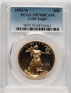 1993-W $50 One-Ounce Gold Eagle Blue Gradient PCGS PR70