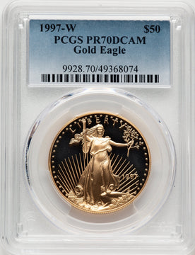 1997-W $50 One-Ounce Gold Eagle Blue Gradient PCGS PR70