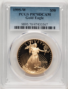 1995-W $50 One-Ounce Gold Eagle Blue Gradient PCGS PR70