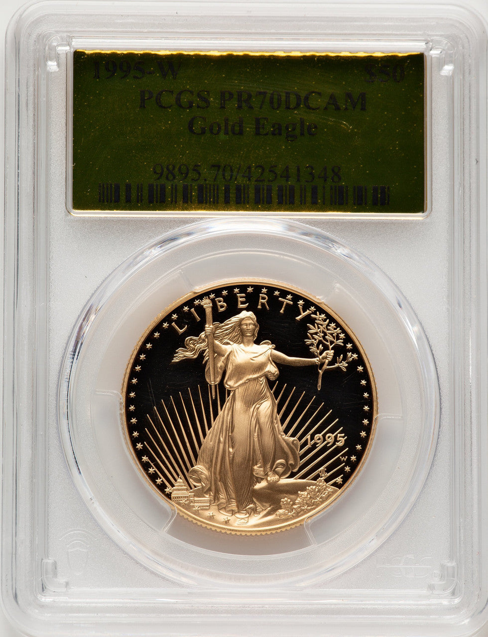 1995-W $50 One-Ounce Gold Eagle Gold Foil PCGS PR70