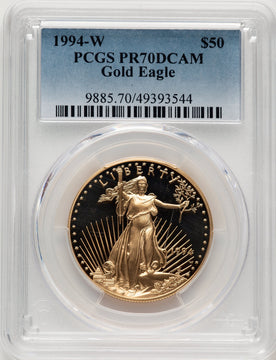 1994-W $50 One-Ounce Gold Eagle Blue Gradient PCGS PR70 (521134004)