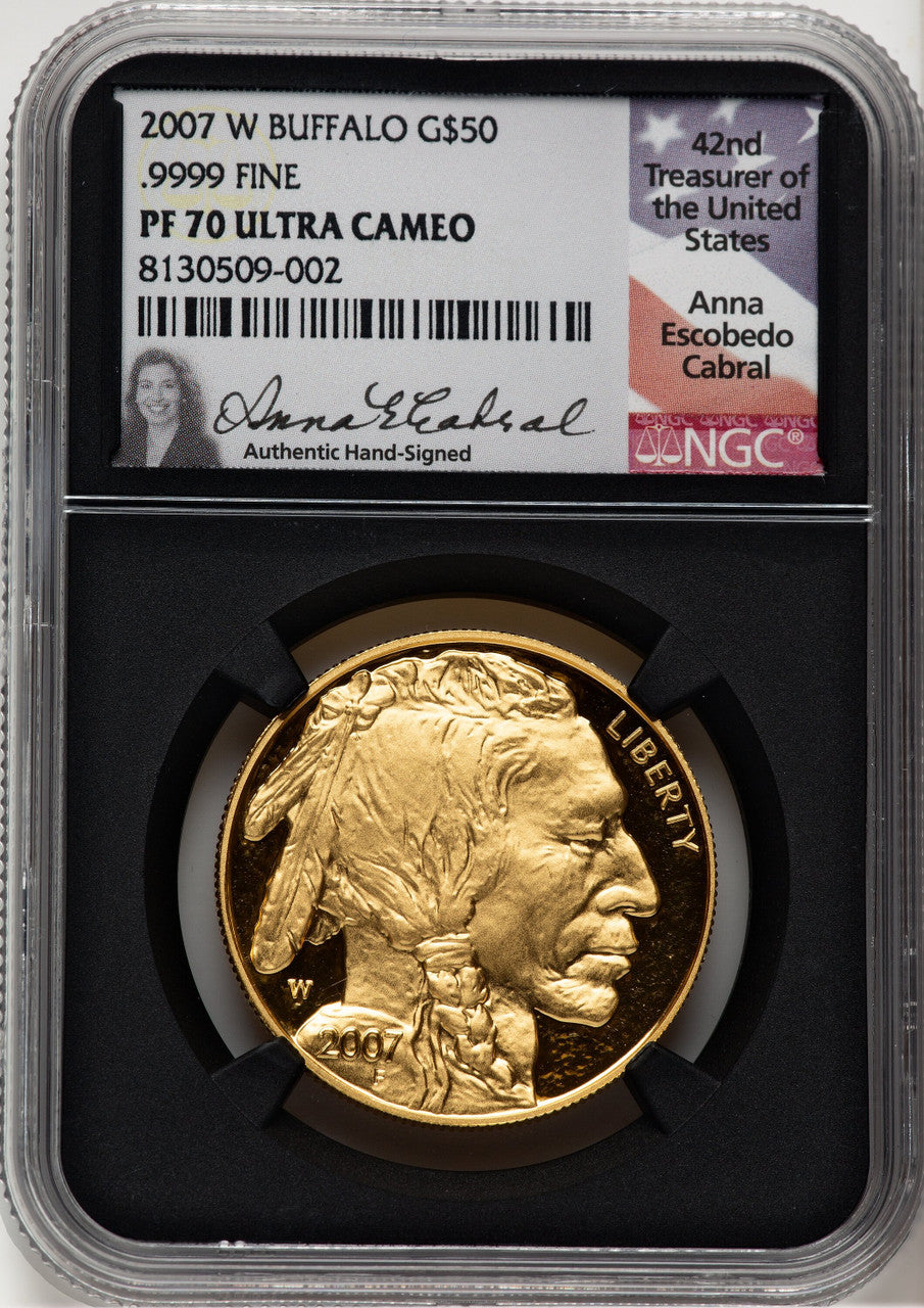 2007-W G$50 One-Ounce Gold Buffalo .9999 Fine Gold Anna Cabral NGC PF70