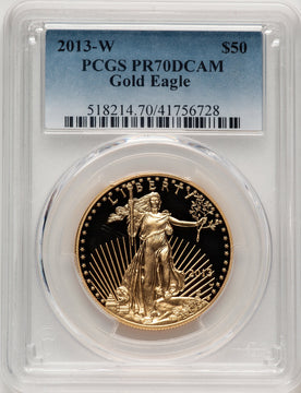 2013-W $50 One-Ounce Gold Eagle Blue Gradient PCGS PR70 (521134036)