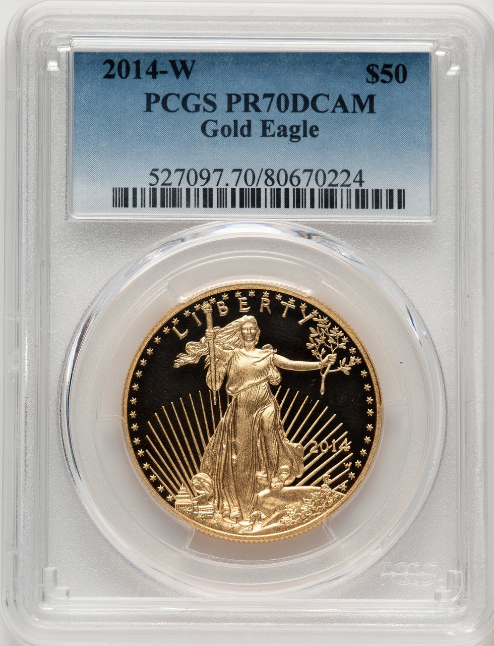 2014-W $50 One-Ounce Gold Eagle Blue Gradient PCGS PR70 (521134037)