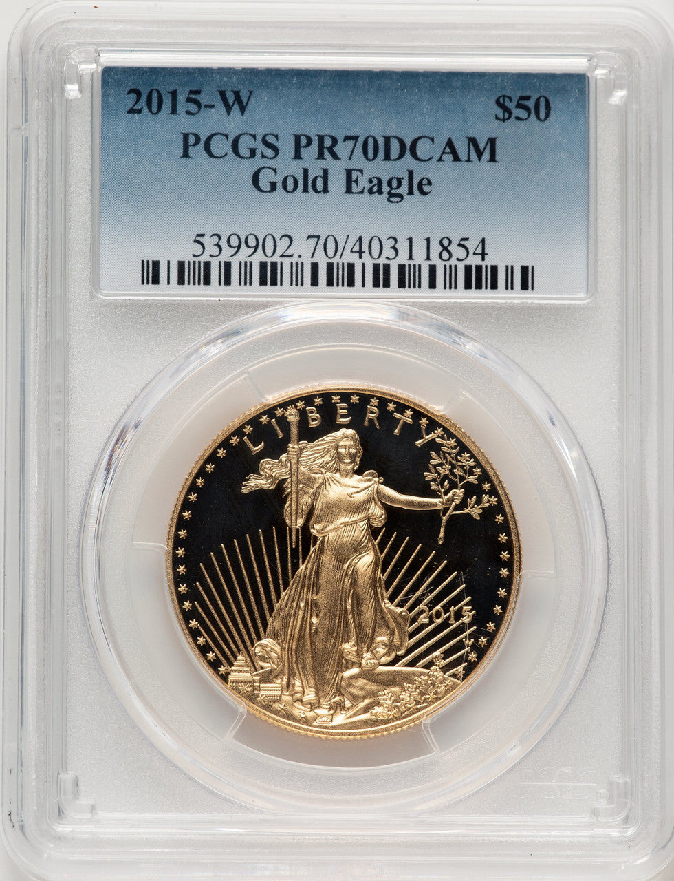 2015-W One-Ounce Gold Eagle Blue Gradient PCGS PR70