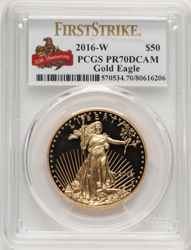 2016-W $50 One-Ounce Gold Eagle 30th Anniversary First Strike Non Designation PCGS PR70