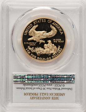 2016-W $50 One-Ounce Gold Eagle 30th Anniversary First Strike Non Designation PCGS PR70