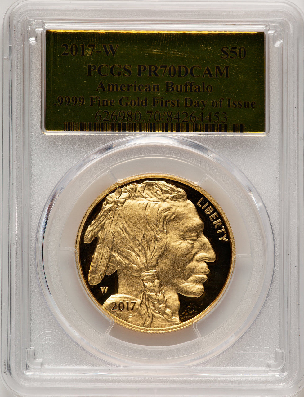 2017-W G$50 Buffalo FDI Gold Foil PCGS PR70