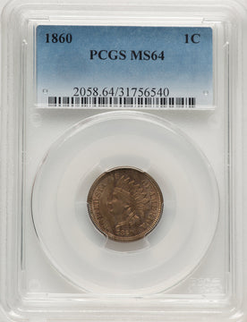 1860 1C Indian Cent PCGS MS64