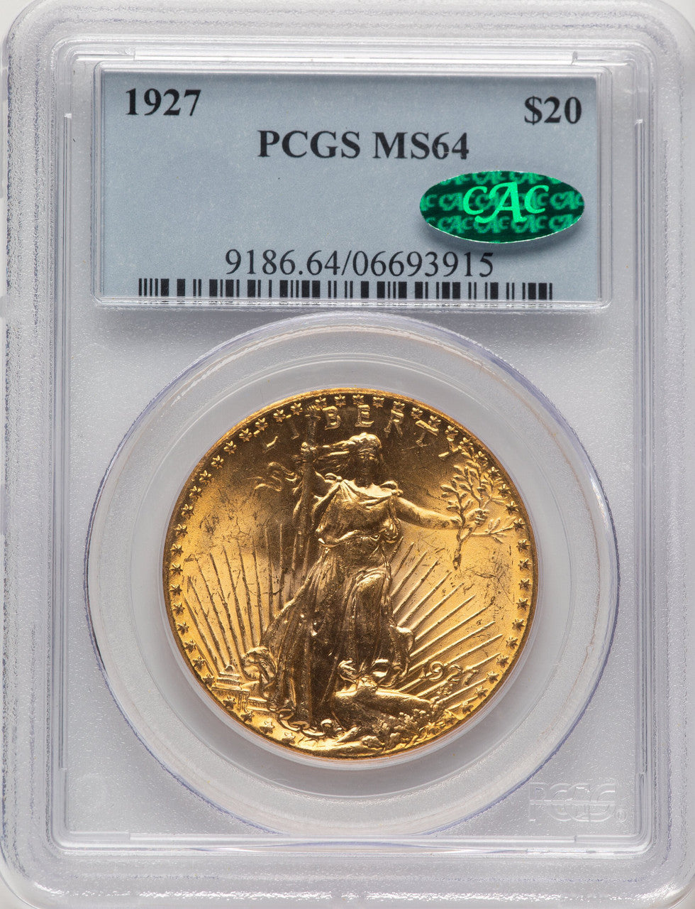 1927 $20 CAC Saint-Gaudens Double Eagle PCGS MS64 (778032049)