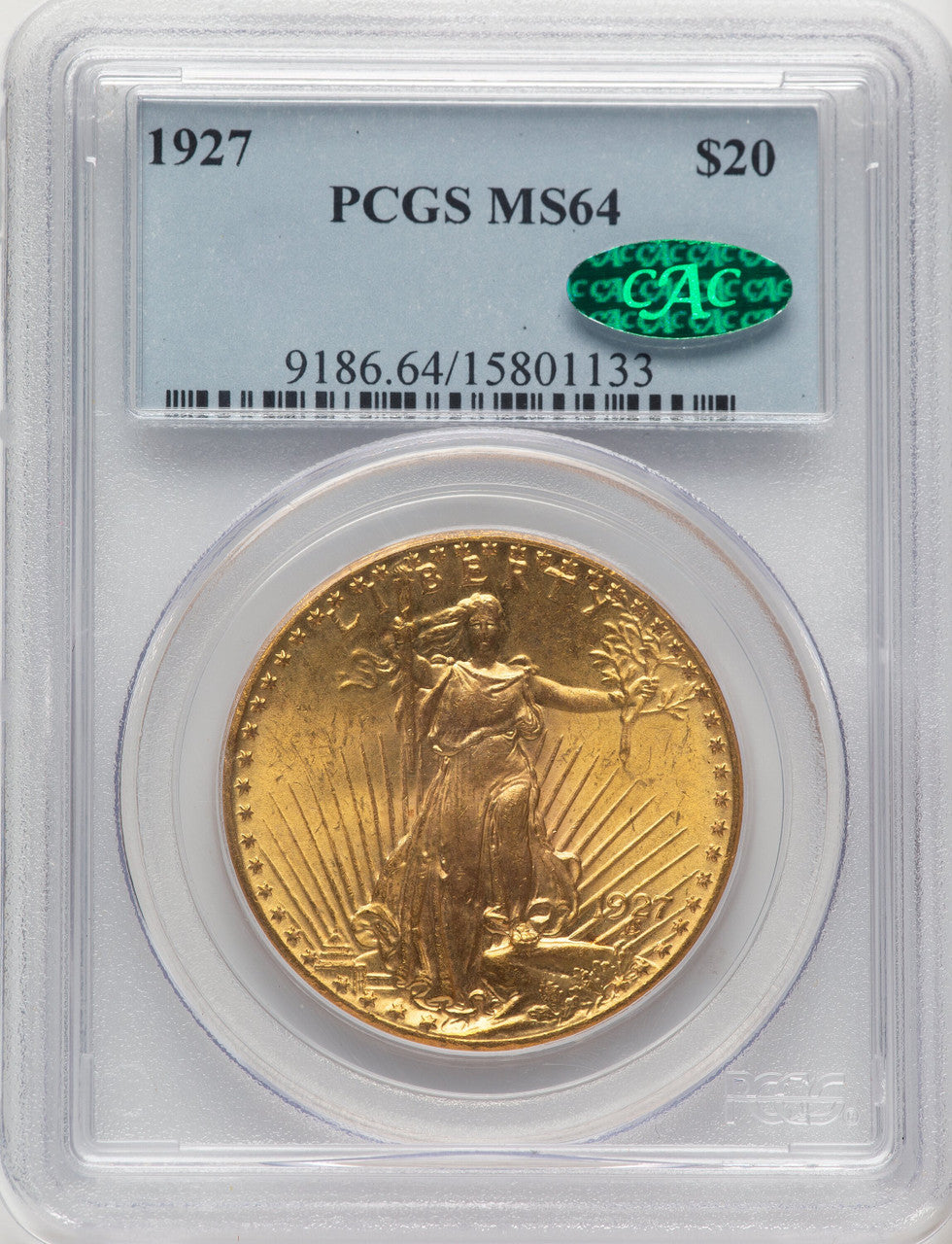 1927 $20 CAC Saint-Gaudens Double Eagle PCGS MS64 (778032050)